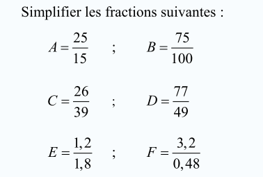 Les fractions-Série d’exercices-Exercice 01