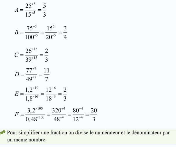 Les fractions-corrigé Série d’exercices-Exercice 01